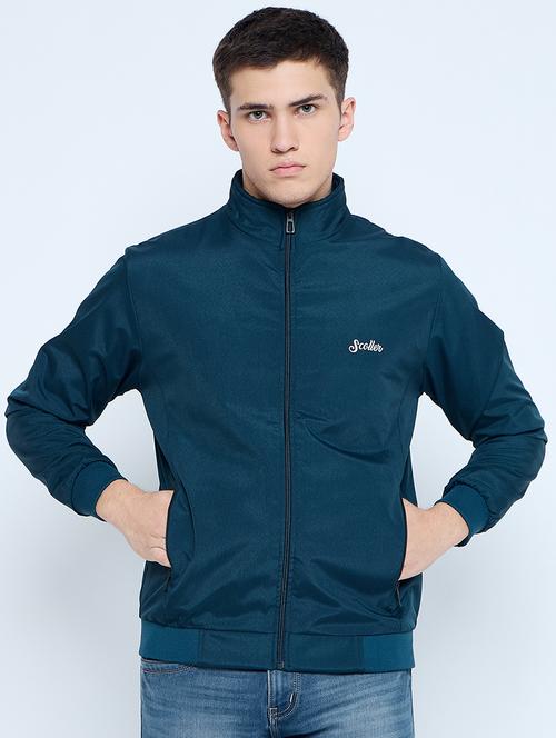 men solid mock neck wincheater - 21623058 - Very Small Image - 1