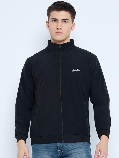 men solid mock neck wincheater - 21623065 - Very Small Image - 1