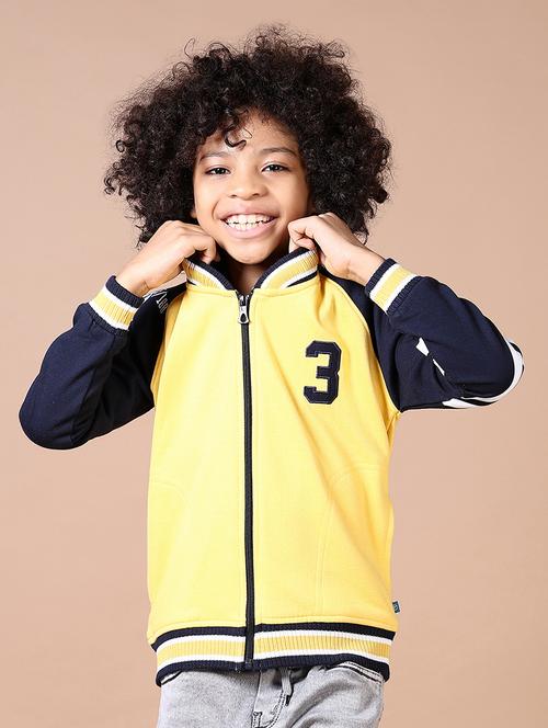 boys yellow solid long sleeve varsity jackets - 21624381 - Very Small Image - 1