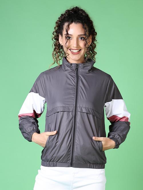 women color blocked windcheater jacket - 21624416 - Very Small Image - 1