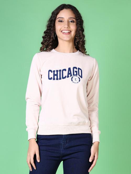 women chest print long sleeves sweatshirt - 21624450 - Very Small Image - 1