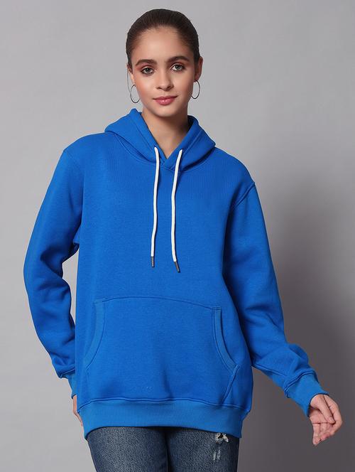 women plain hood neck oversized long sleeve sweatshirt - 21624891 - Very Small Image - 1