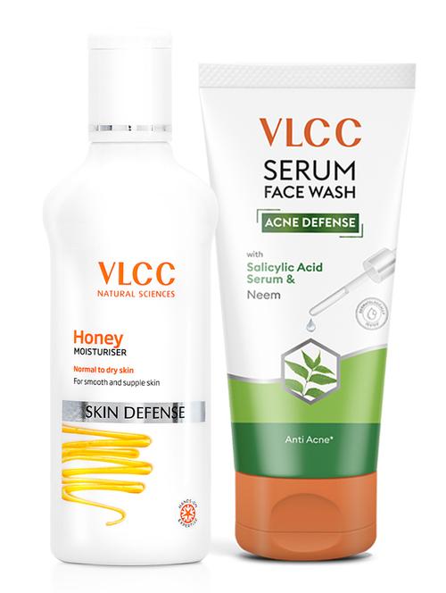 vlcc honey moisturiser - 100ml & serum facewash with salicylic acid serum & neem to prevent acne - 100ml - 21624925 - Very Small Image - 1