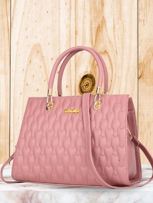 women pink pu handbag - 21624944 - Very Small Image - 1