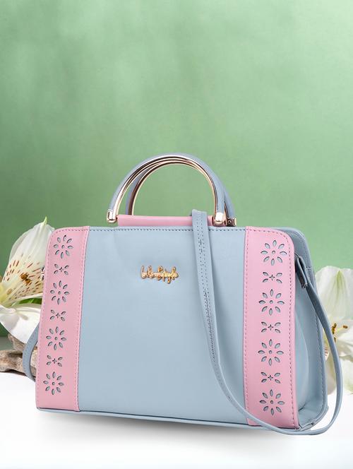 women color block cut work handbag - 21624975 - Very Small Image - 1