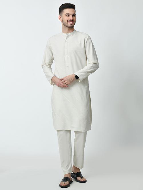 men regular fit mandarin neck solid long kurta  - 21627052 - Very Small Image - 1