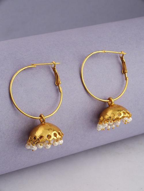 women gold plated jhumka earring - 21627075 - Very Small Image - 1