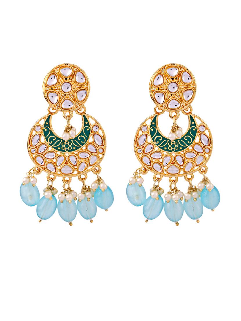 women gold plated kundan work chandbali earrings - 21627091 - Zoom Image - 1