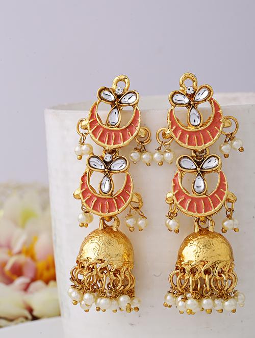 women minakari work jhumka earrings - 21627092 - Very Small Image - 1