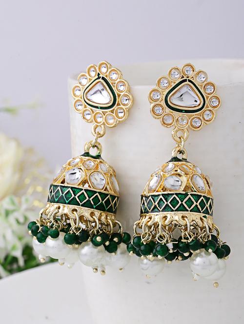 women gold plated jhumka earrings - 21627105 - Very Small Image - 1