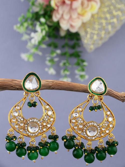 women gold plated chandbali earrings - 21627109 - Very Small Image - 1