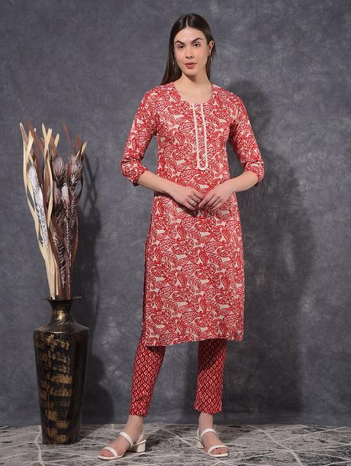women paisley three quarter sleeve kurta pant set - 21627247 - Very Small Image - 1