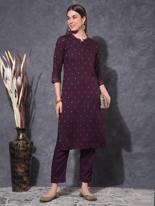 women self design three quarter sleeve kurta pant set - 21627262 - Very Small Image - 1