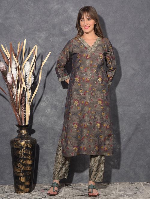 women floral three quarter sleeve kurta pant set - 21627268 - Very Small Image - 1