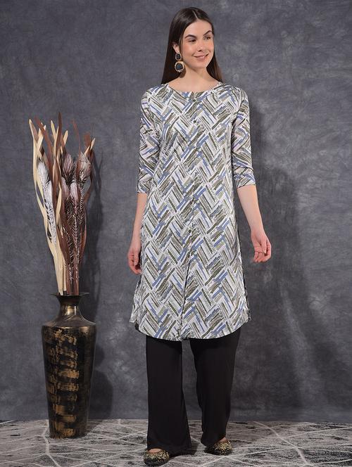 women printed three quarter sleeve straight kurta - 21627277 - Very Small Image - 1