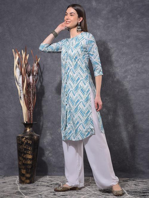 women printed three quarter sleeve straight kurta - 21627280 - Very Small Image - 1
