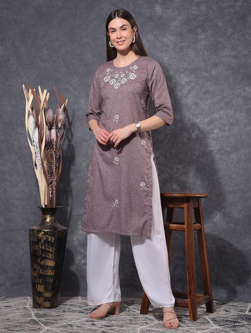 women embroidered three quarter sleeve straight kurta - 21627301 - Very Small Image - 1