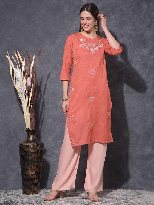 women embroidered three quarter sleeve straight kurta - 21627305 - Very Small Image - 1
