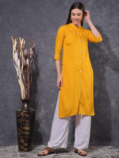 women printed three quarter sleeve front & side both kurta - 21627323 - Very Small Image - 1