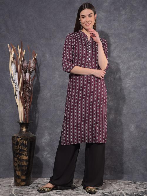 women printed three quarter sleeve straight kurta - 21627337 - Very Small Image - 1