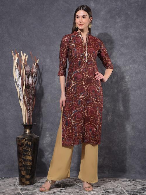 women printed three quarter sleeve straight kurta - 21627344 - Very Small Image - 1