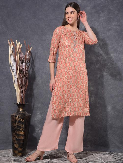 women printed three quarter sleeve straight kurta - 21627359 - Very Small Image - 1