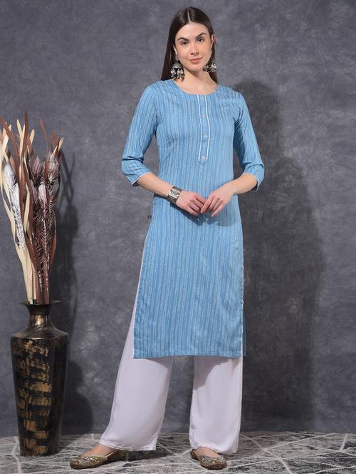 women printed three quarter sleeve straight kurta - 21627361 - Very Small Image - 1
