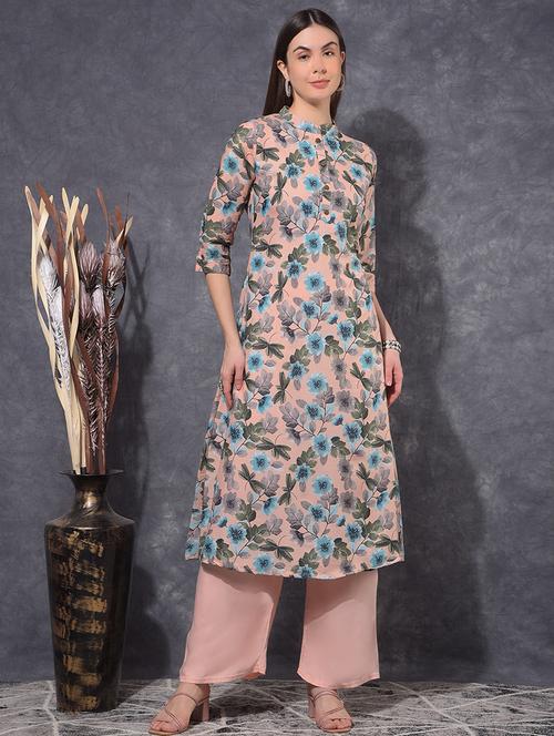 women floral three quarter sleeve a-line kurta - 21627369 - Very Small Image - 1