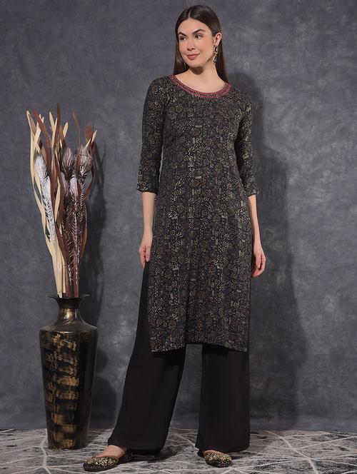 women printed three quarter sleeve straight kurta - 21627371 - Very Small Image - 1