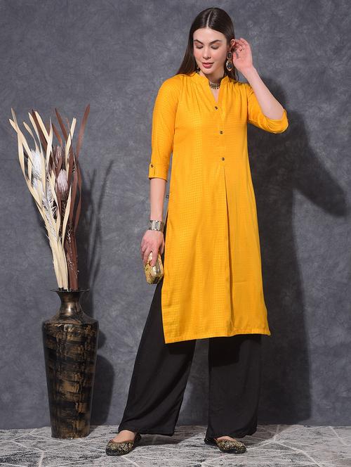 women self design three quarter sleeve straight kurta - 21627390 - Very Small Image - 1