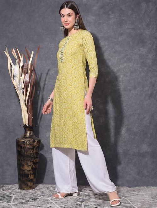 women bandhani three quarter sleeve straight kurta - 21627417 - Very Small Image - 1