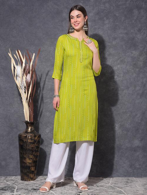 women printed three quarter sleeve straight kurta - 21627425 - Very Small Image - 1