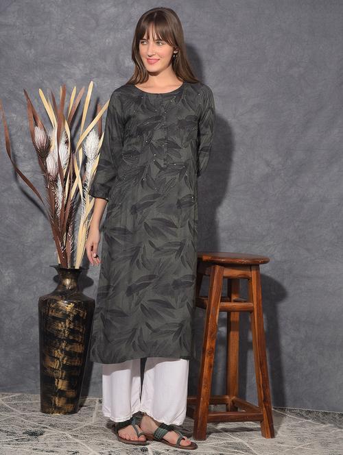 women printed three quarter sleeve straight kurta - 21627439 - Very Small Image - 1