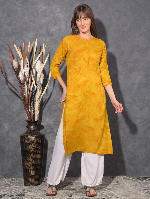 women printed three quarter sleeve straight kurta - 21627442 - Very Small Image - 1