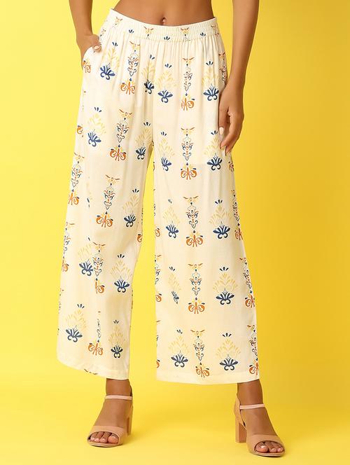 women off white printed palazzo - 21627452 - Very Small Image - 1