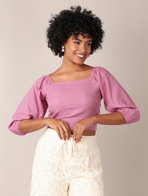 women lavender self design crop top - 21627466 - Very Small Image - 1