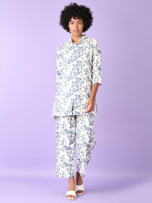 Women Floral Print Shirt And Trouser Co-ord Set - 21627501 - Very Small Image - 1