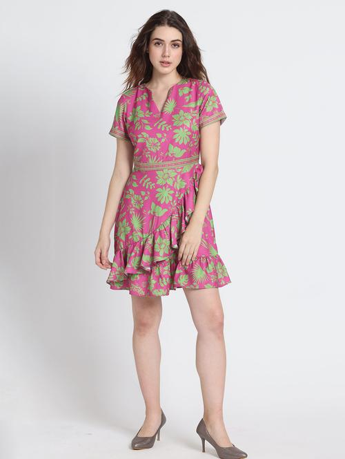 women floral print georgette a-line dress - 21627561 - Very Small Image - 1