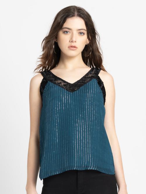 women striped v-neck top - 21627572 - Very Small Image - 1