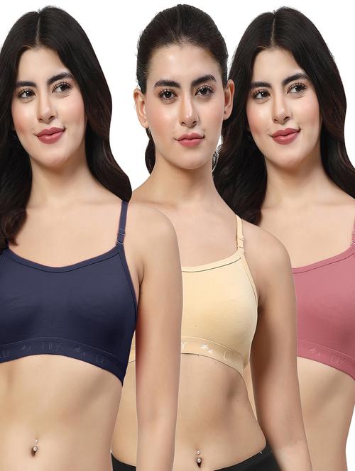 women pack of 3 plain sports bra combo - 21627976 - Very Small Image - 1