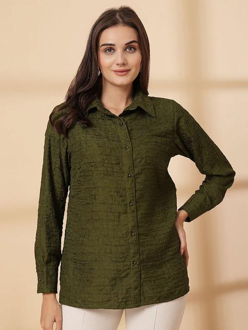 women solid long sleeve collared regular fit shirt - 21628317 - Very Small Image - 1