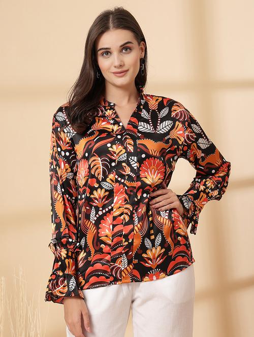 women printed bell sleeve regular top - 21628369 - Very Small Image - 1