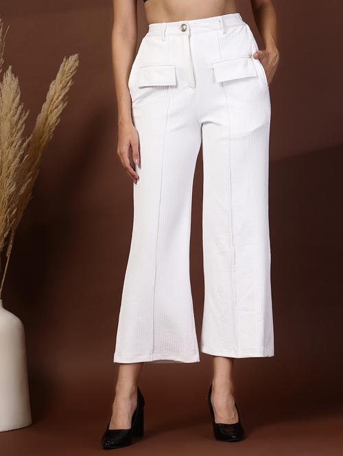 women solid high rise wide leg trouser - 21628405 - Very Small Image - 1