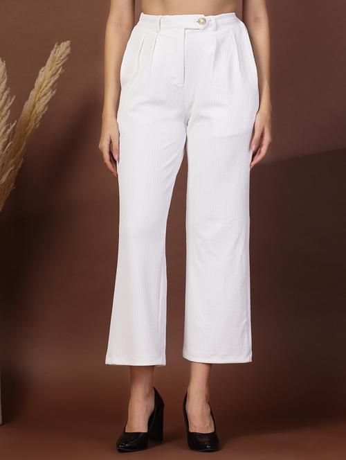 women solid high rise wide leg trouser - 21628407 - Very Small Image - 1