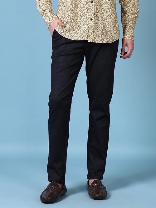 Men Solid Flat Front Casual Trouser - 21628646 - Very Small Image - 1