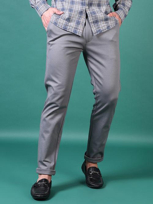 men solid flat front casual trouser - 21628652 - Very Small Image - 1