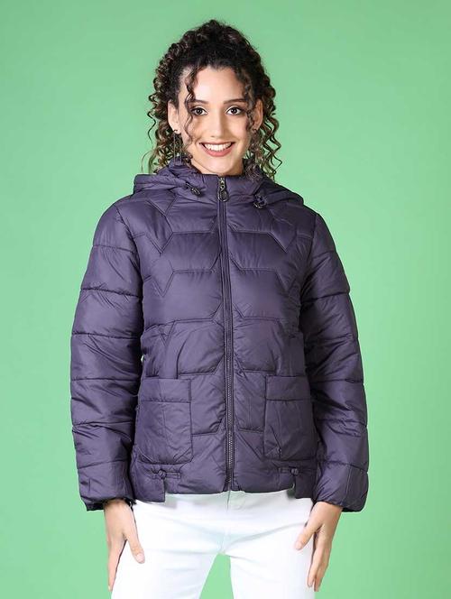 women solid long sleeve quilted jacket - 21628794 - Very Small Image - 1