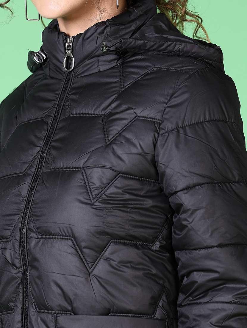 women solid long sleeve quilted jacket - 21628799 - Standard Image - 5