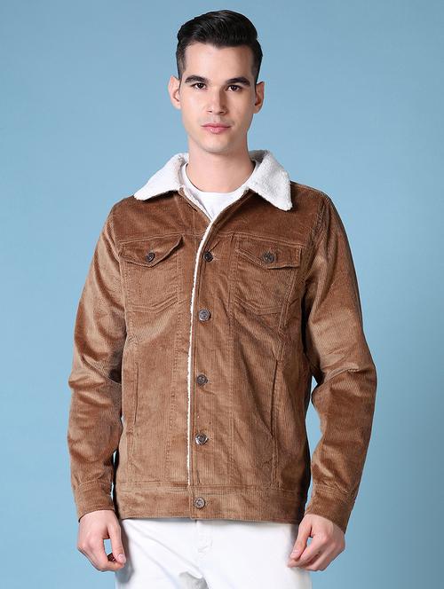 men long sleeves solid fur casual jacket - 21628965 - Very Small Image - 1