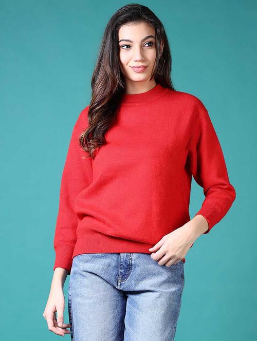 women solid long sleeves pullover - 21629009 - Very Small Image - 1